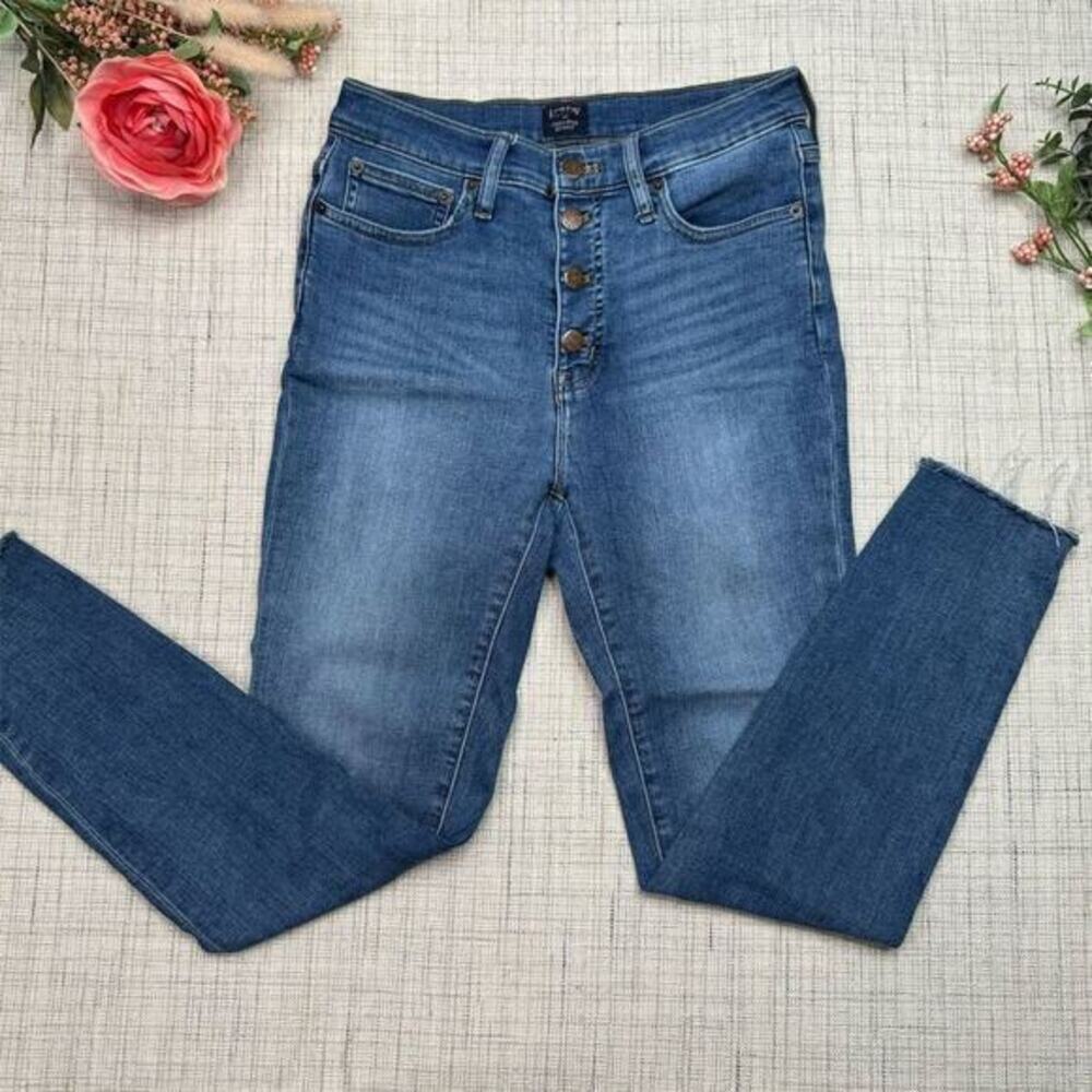 J.Crew‎ High-Rise Skinny Jeans Women's Size 27 Medium Wash Button-Fly Denim